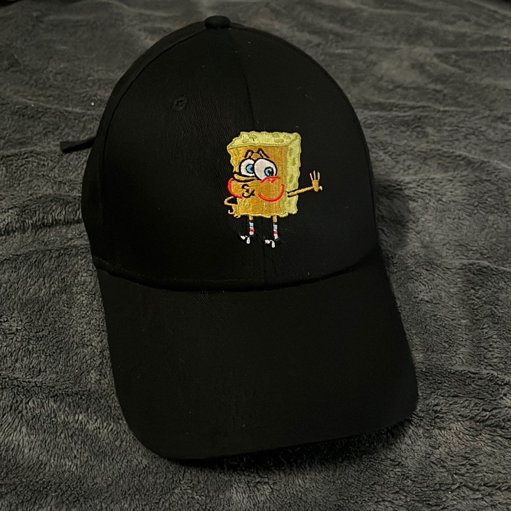 Black Nickelodeon Spongebob dad hat, adjustable in black, one size fits most